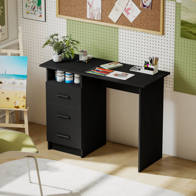 Computer Desk with Drawers, 39" Home Office Desk with Open Shelf