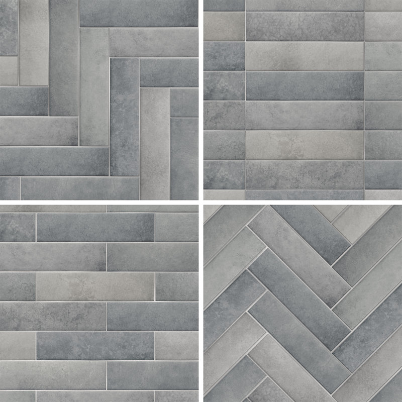 Heritage 2" x 10" Porcelain Stone Look Wall & Floor Tile, Gray