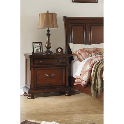 Traditional Formal Look 1Pc Nightstand Storage Space Bedside Table Plywood Veneer Bedroom Furniture