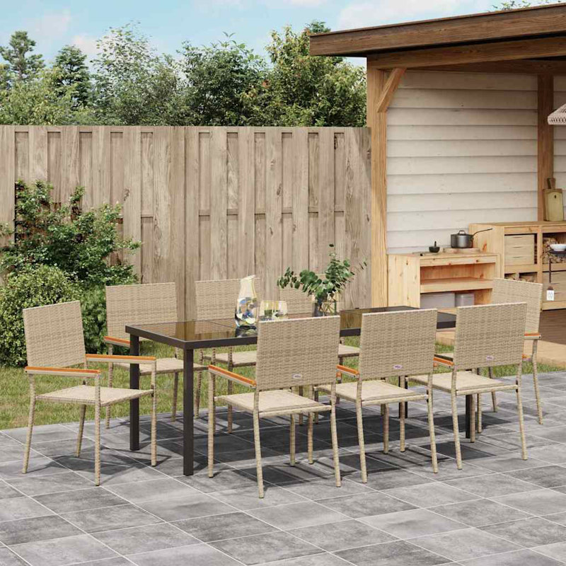 Emiya 8 - Person Patio Dining Set Rectangular Table, Beige