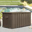 Coffre de rangement extérieur verrouillable pour terrasse - 100 gallons (378 litres), étanche, brun foncé, idéal pour les serviettes et les oreillers de piscine. Outils de patio inclus.