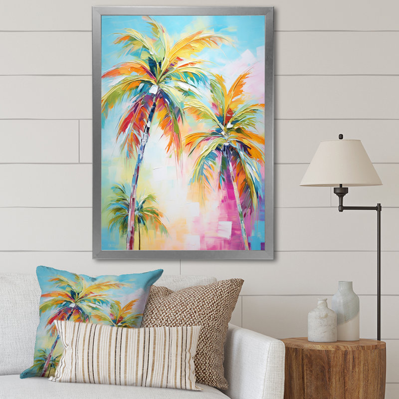 Kuerten Popart Palm Trees III - Palmiers et palmiers, reproduction d'art encadrée, Cadre photo unique, H 40 po x l 30 po