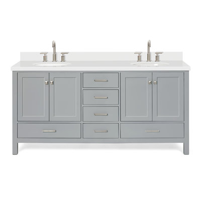 Cambridge 73'' Double Bathroom Vanity with White Quartz Top