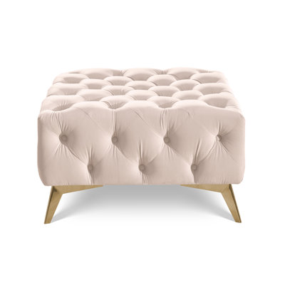 Whitby 80cm Wide Velvet Tufted Square No Pattern Footstool Ottoman