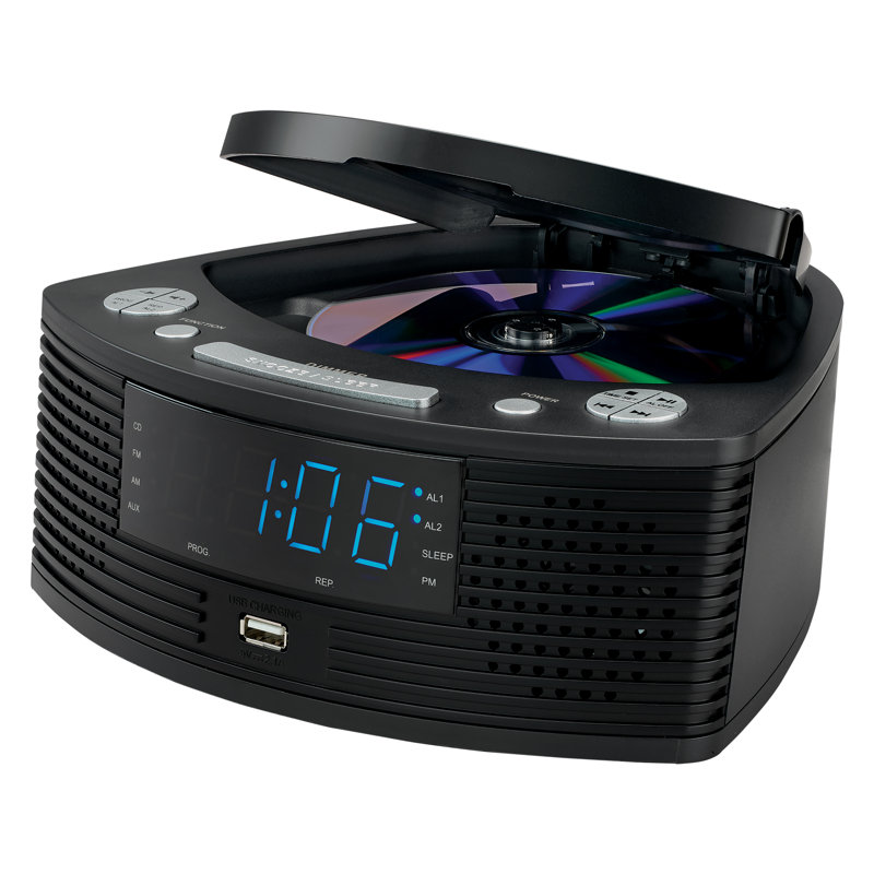 Lecteur CD stéréo avec radio-réveil numérique double
