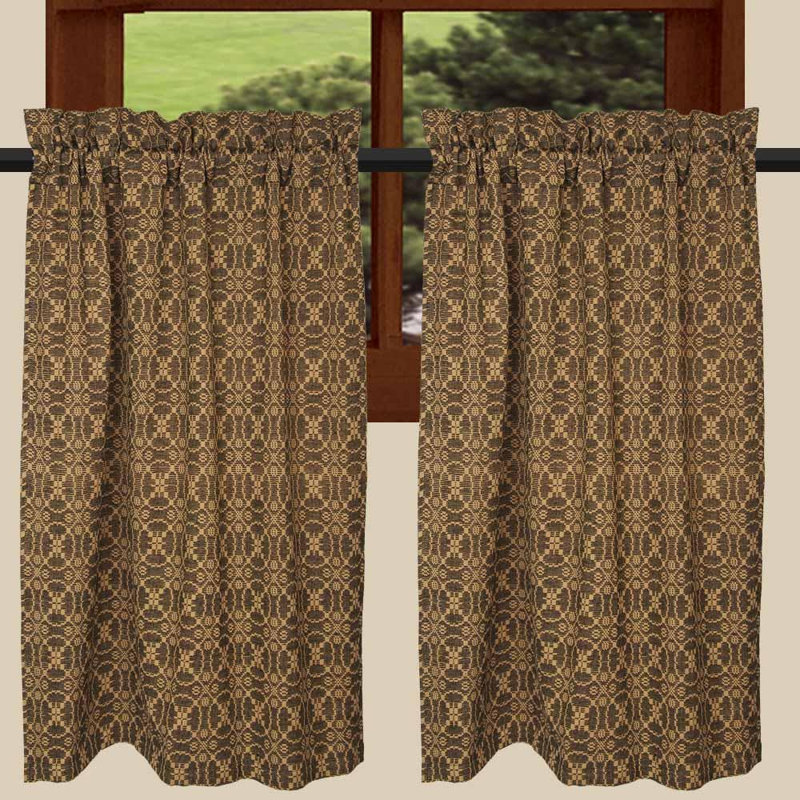 Khadijah Cotton Room Darkening Curtain Pair, Black/Tan