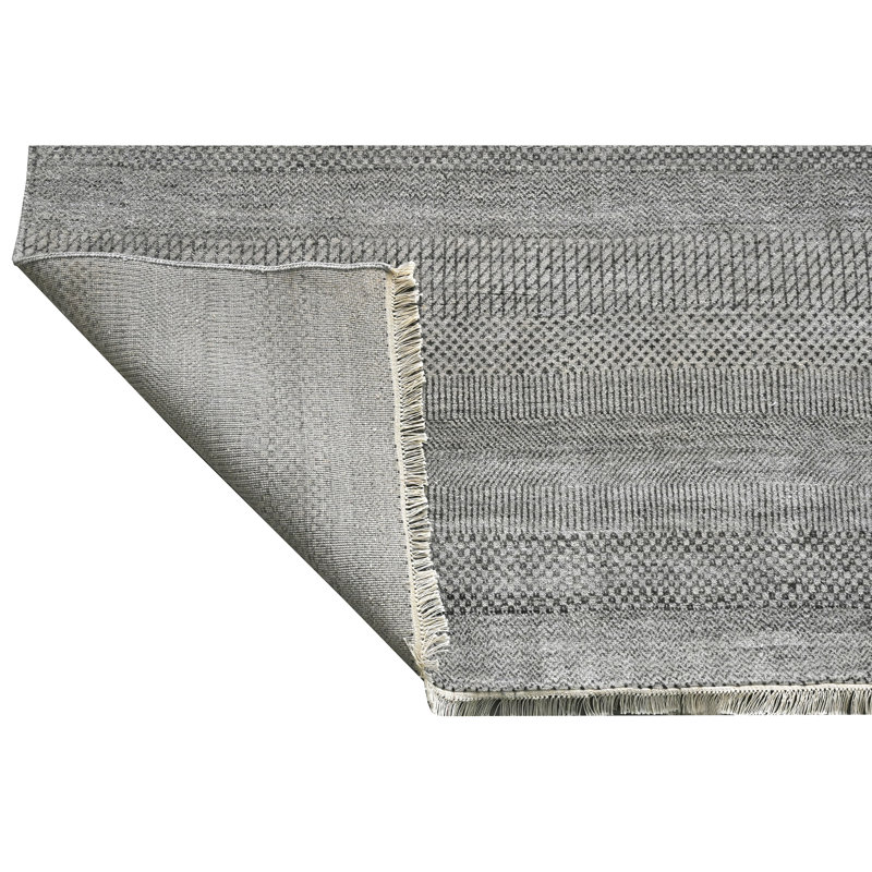 High-Quality Hand-Knotted Silver And Black Area Rug