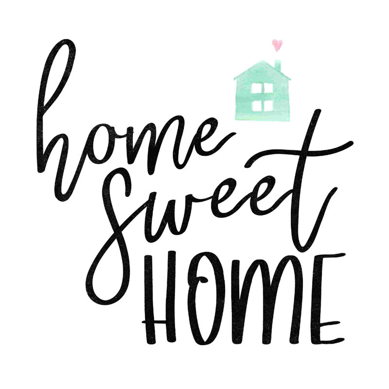 Home Sweet 2 - art textuel sur toile tendue, H 12 po x l 12 po