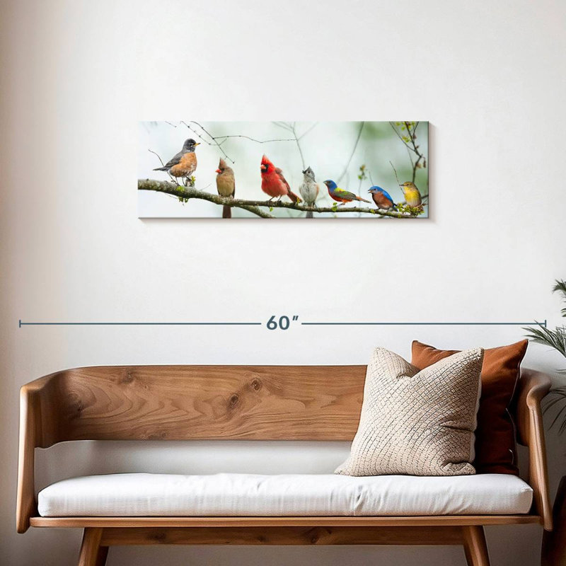 Gathering Of Birds Canvas Print, 36" H x 12" W x 1.25" D