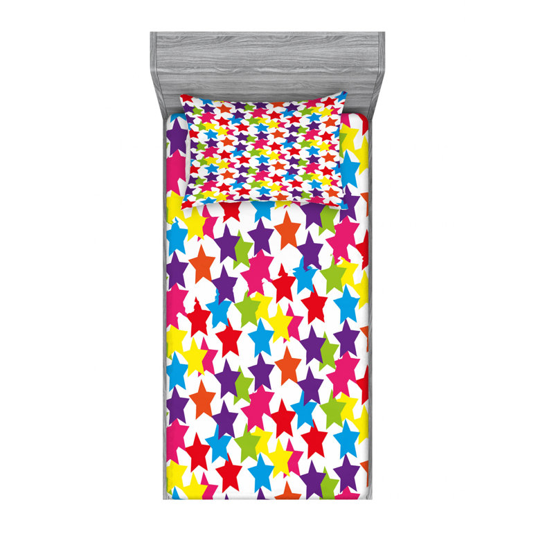 Ensemble de draps Funky Stars, Ensemble de draps pour lit simple TG avec drap-hou