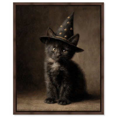 Mystic Meow, reproduction d'art sur toile encadrée par Art Remedy, cadre en noyer, 30 x 36