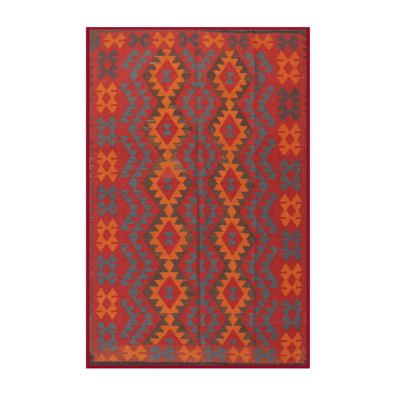 Tapis brun/noir/crème traditionnel, Rectangle 7 pi x 10 pi
