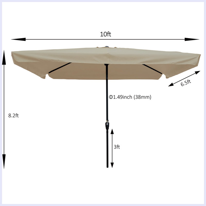 Parasol de patio 10 pi 6,5 pi, Brun clair