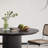 39.4" Japandi Style Round Wood Dining Table Black Seats 2-4 People
