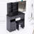 37" Middle Left Drawer Desktop Vanity Table + Cushioned Stool, Extra Large Right Sliding Mirror-114233131