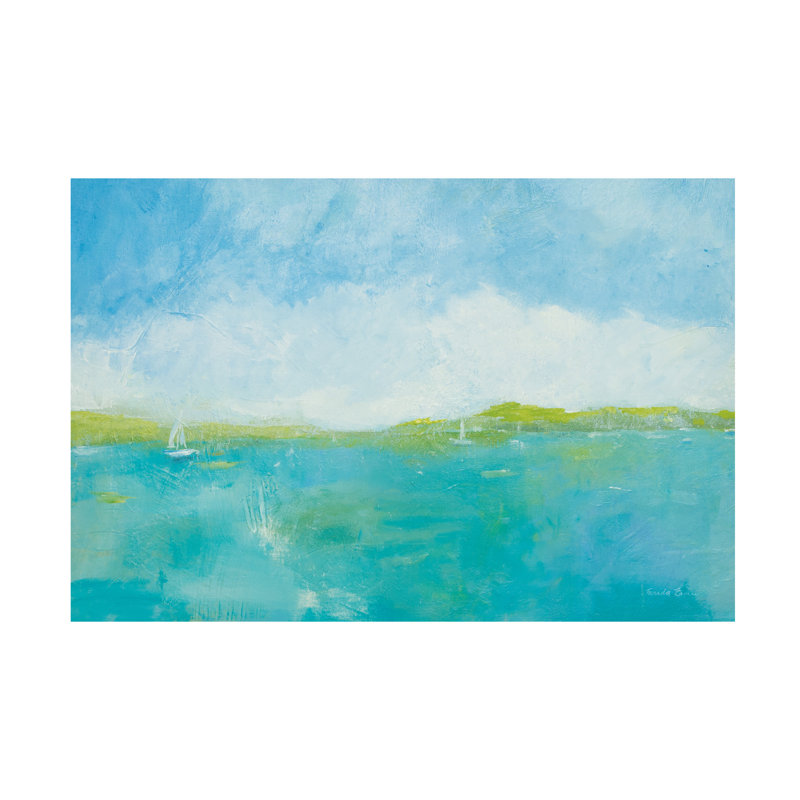 Turquoise and Green Landscape Canvas Art, 24" x 16"