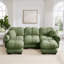 Ensemble de canapé modulaire en chenille 3 places avec coussins et 2 repose-pieds, vert sauge-244478163-244478164