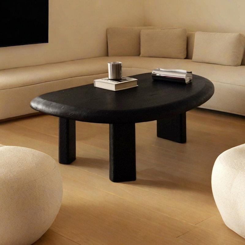 Table basse irrégulière en bois massif, Noir