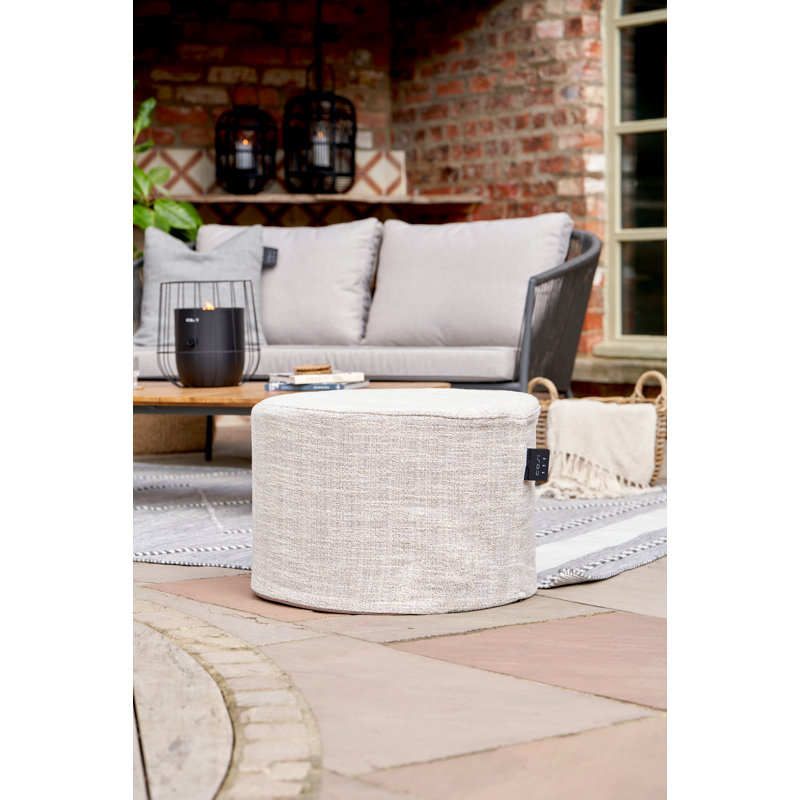 Cosipouf 60cm Wide Round Chevron Pouffe Ottoman, Beige