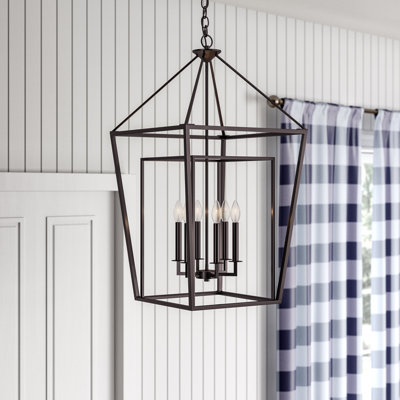 6 - Light Dimmable Lantern Geometric Chandelier