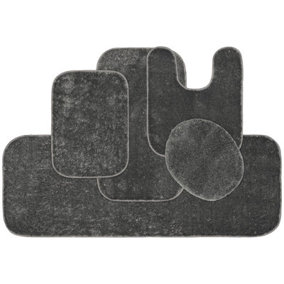 Ensemble de tapis de salle de bain lavable 5 pièces Kammer - Cendré 
