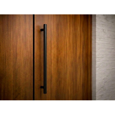 Poignée de porte ronde à pousser/tirer - Acier inoxydable moderne et contemporain. Poignée de porte longue à pousser/tirer pour entrée de maison, douche en verre, grange en bois, bureau, magasin ou boutique.
