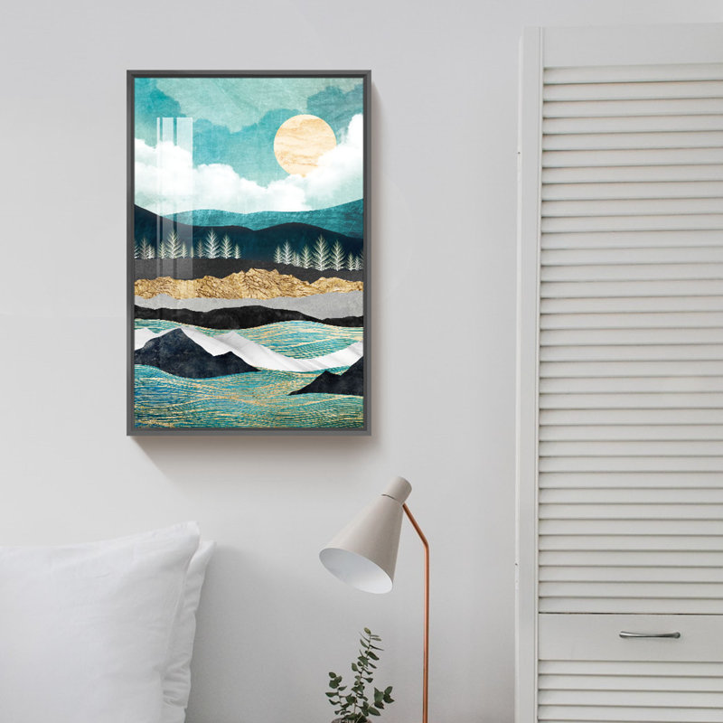 Abstrait coucher de soleil - reproduction d'un seul cadre photo sur toile, L 12 po x H 16 po, Noir