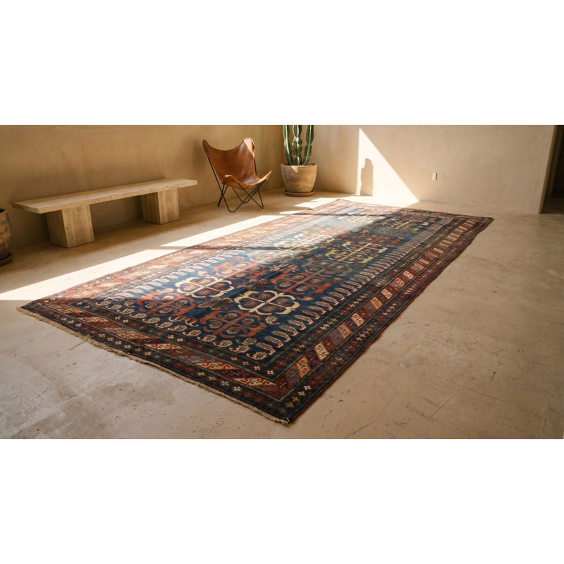 Antique Caucasian Blue 1890s Rug