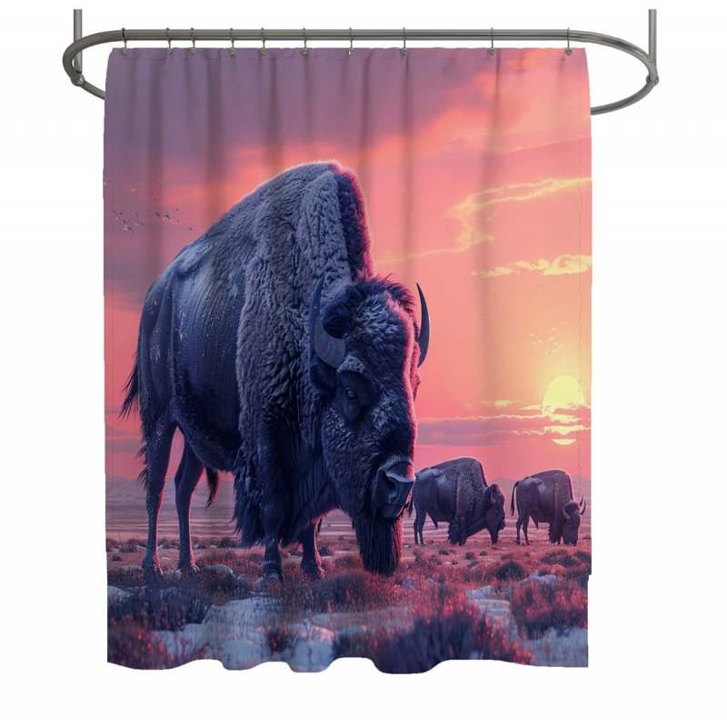 Rideau de douche 11932_S Sunset Bison - Animal, L 70 po x L 83 po
