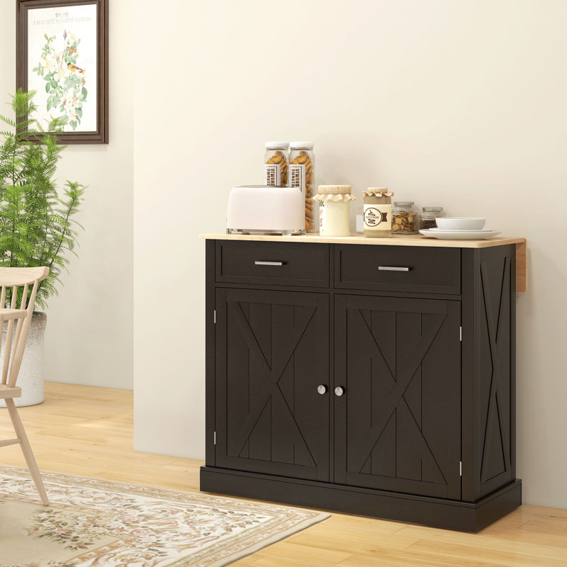 Waynisha Solid Wood Top Kitchen Island, Black