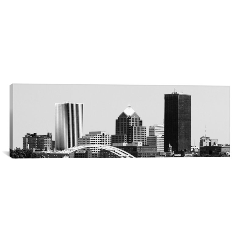 « rochester horizon cityscape », reproduction de photo sur toile, H 12 po x l 36 po x P 1,5 po, Cadre noir