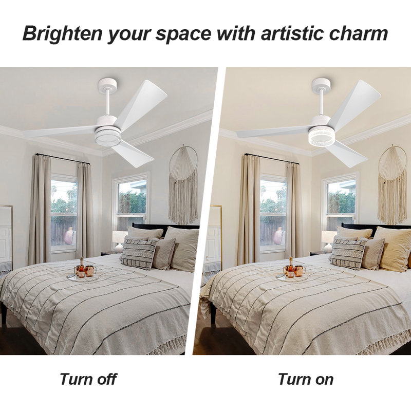 Corwun 52'' Ceiling Fan with LED Lights, White