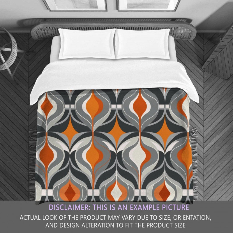 Funky Bedding, Gray/Orange Abstract, Queen Comforter