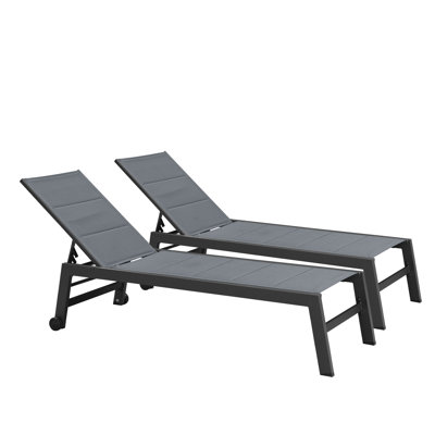 Kordarius Outdoor Metal Chaise Lounge with Table by Ebern Designs