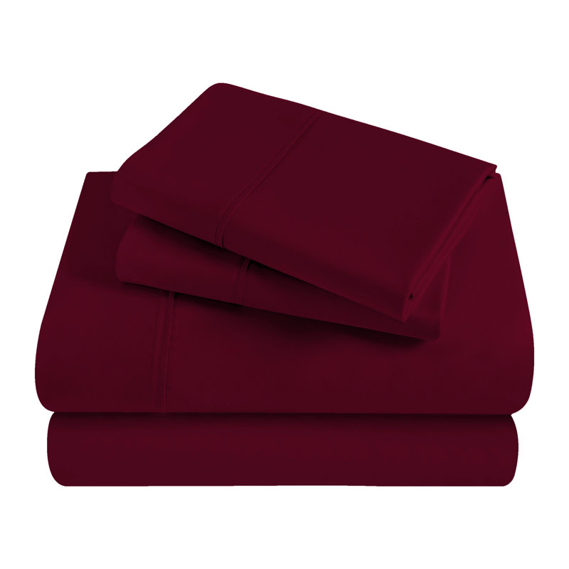 Ensemble de draps en satin de coton peigné de qualité supérieure à densité du tissage de 300 fils, Bourgogne, Grand