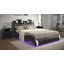 Floating Bed Frame with LED Lights, Modern Faux Leather Upholstered Platform Bed-1240193552-1240193561