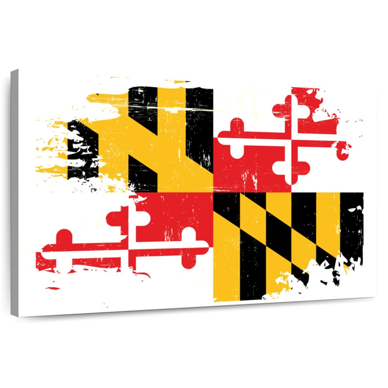 Borges Grunge Style Maryland Flag, 8" H x 12" W