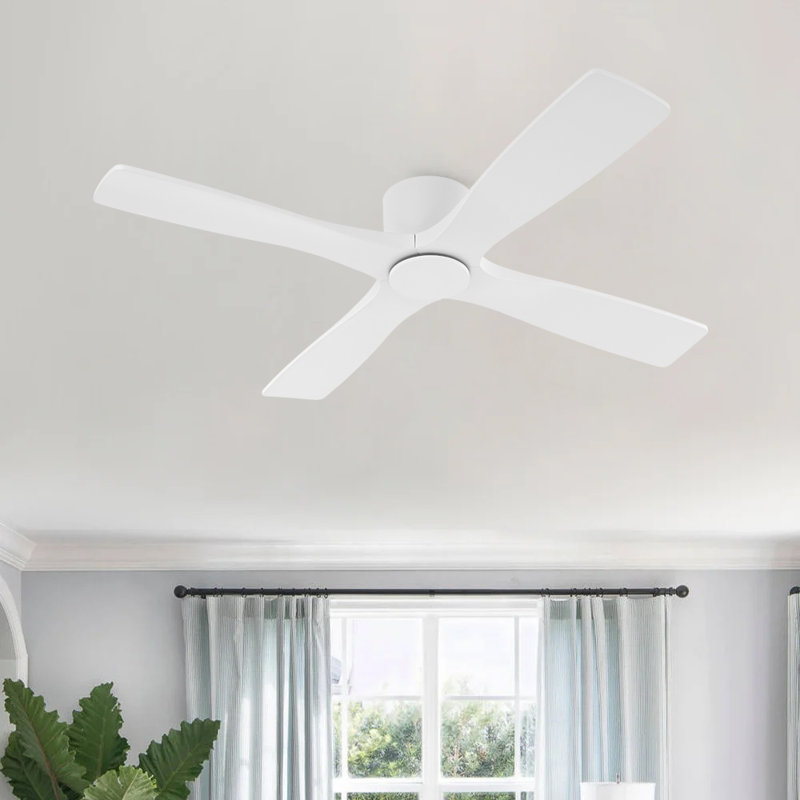 Avagail 54-inch 4-Blades Indoor Ceiling Fan with Remote, White, 48" Wide, White