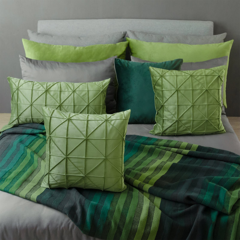 Housse de coussin 3D en velours fait à la main Housse de coussin en velours décoratif, Carré, H 18 po x l 18 po, Vert
