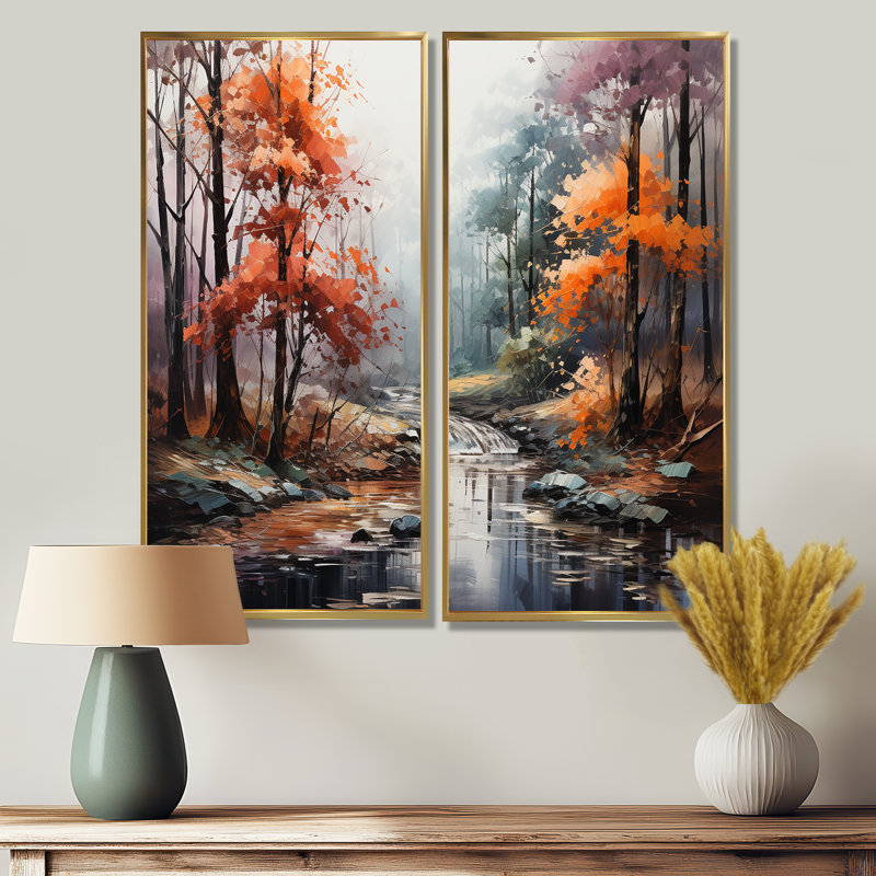 Mystic Nostalgia Autumn Forest I - Large Forest, reproduction d'art sur toile, H 20 po x l 24 po, Doré