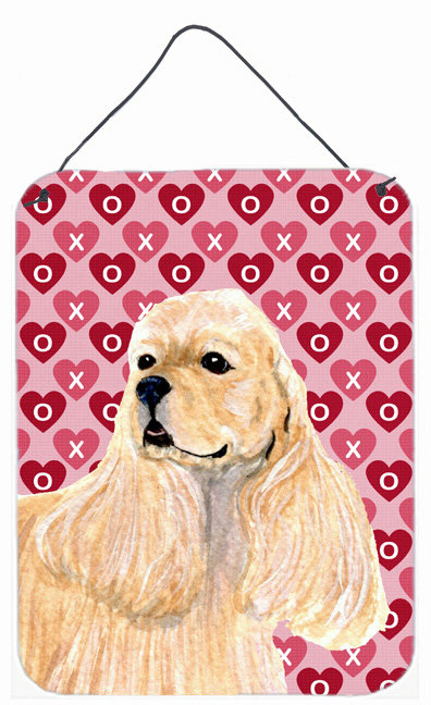 «Burniece Hearts Love and Valentine's Day», reproduction sur bois, Épagneul cocker (beige)