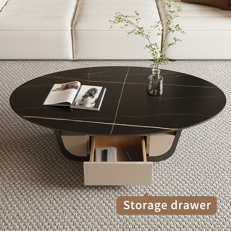 Ensembles de tables basses modernes pour petits appartements, Noir, H 16,53 po x L 47,24 po x l 23,62 po