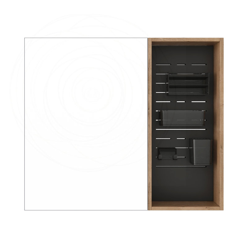 Armoire de toilette 31,88 pouces avec rangement, tablettes en verre réglables et organisateurs de porte