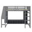 Lit mezzanine en bois avec bureau, nombreuses tablettes de rangement, éclairage à DEL et portemanteau suspendu-1123381398