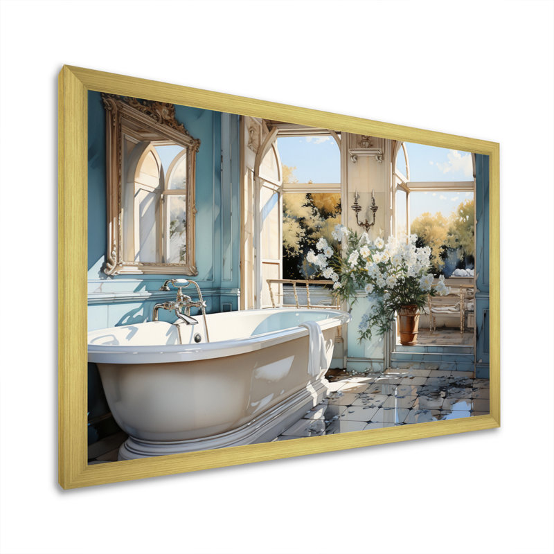 Bathroom Bathroom Reflections Of I - Impression sur toile encadrée, H 30 po x l 40 po x P 1,5 po, Cadre doré simple