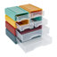Boîte de rangement de bureau empilable avec 6 tiroirs - blanc-666290054
