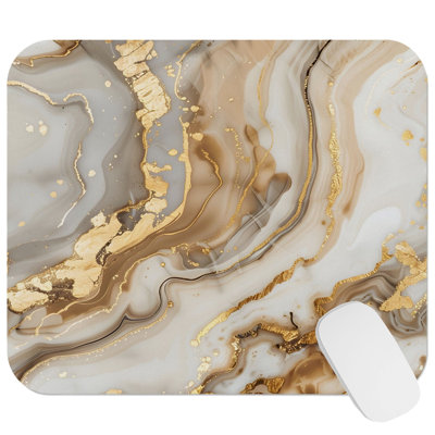 Abstract Golden Geode Crystals Marble V Modern Gaming Cute Office Laptop Desk Pad Gift Mat Square Rectangle Non-Slip Mousepad