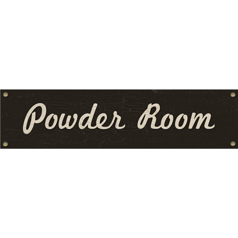 Powder Room Plaque - Textual Art Print, 30 cm H x 46 cm W, Wrapped Canvas
