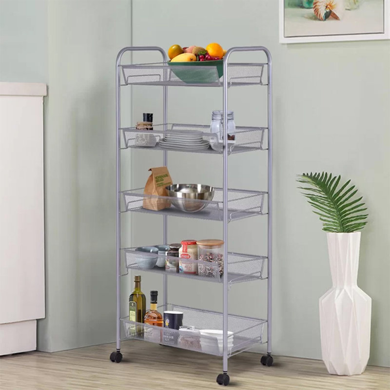 41'' H Utility Cart with Wheels, Silver