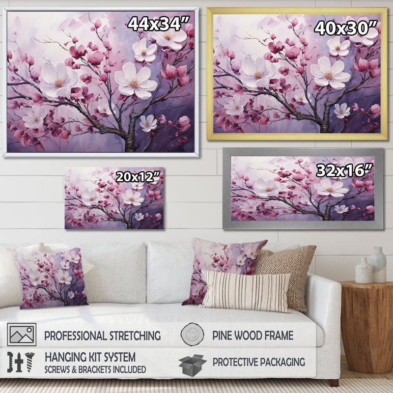 «Dogwood Blossoms In Amethyst Hues I», reproduction sur toile, Toile tendue, H 16 po x l 32 po x P 1 po